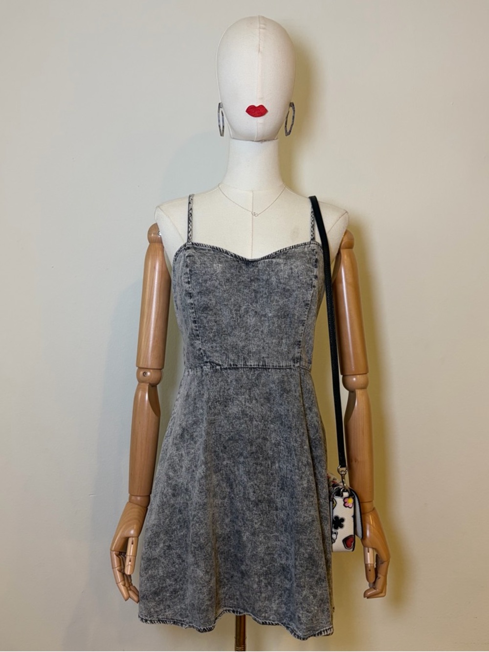 Forever 21 Acid Wash Grey Denim Mini Dress - Size M